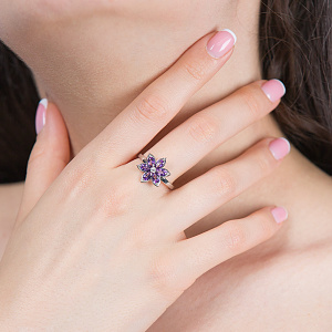 Золота каблучка з топазами  та  фіанітом (2б_к-218) картинка Золота каблучка з топазами  та  фіанітом (2б_к-218) фотографія