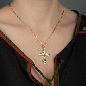 Золотой крестик с бриллиантами (4б_п-022) фотография