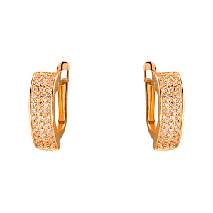 Золотые серьги с цирконием куб. (01-19306008) фотография