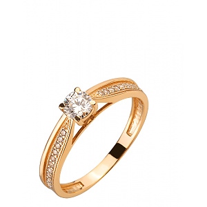 Золота каблучка з цирконієм куб. (01-200323908) фотографія
