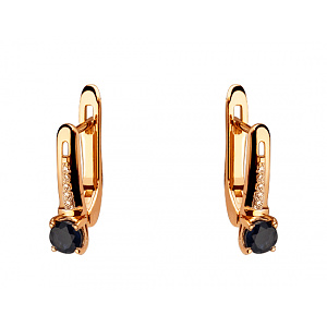 Золоті сережки з діамантами  та  корундами (01-200452908) фотографія