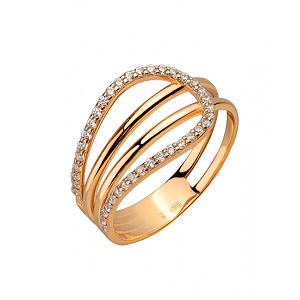 Золота каблучка з фіанітом (цирконієм куб.) (01-200810808) фотографія