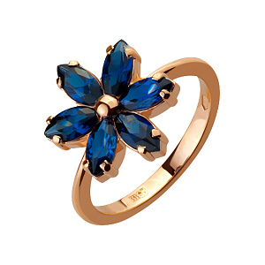 Золотое кольцо с корундом синтетическим (1к-261) фотография