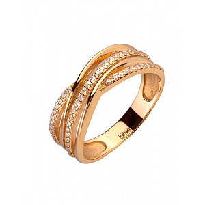 Золотое кольцо с цирконием куб. (01-200182709) фотография