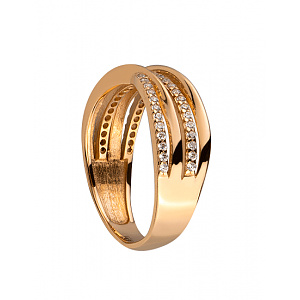 Золотое кольцо с цирконием куб. (01-200182709) фотография