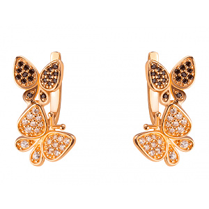 Золоті сережки з цирконієм куб. (01-200343509) фотографія