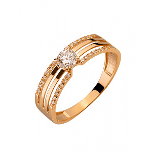 Золотое кольцо с цирконием куб. (01-200355509) фотография