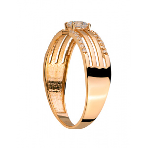 Золотое кольцо с цирконием куб. (01-200355509) фотография