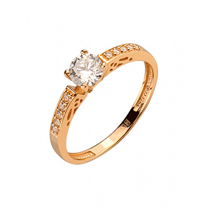 Золота каблучка з цирконієм куб. (01-200358809) фотографія