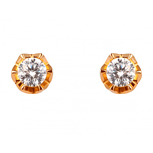 Золотые серьги с цирконием куб. (01-200449109) фотография