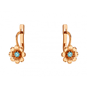 Золотые серьги с фианитом (цирконием куб.) (01-200838409) фотография