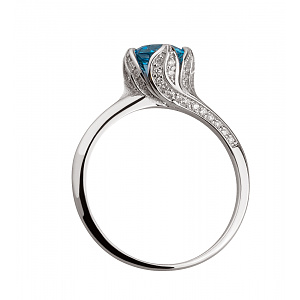 Золотое кольцо с бриллиантами  и  топазом (2б_к-251) фотография