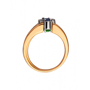 Золота каблучка з діамантами  та  корундом (01-200164510) фотографія