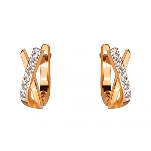 Золоті сережки з цирконієм куб. (01-200295210) фотографія