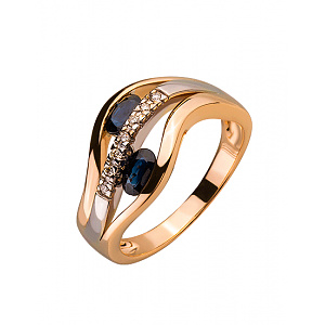 Золотое кольцо с бриллиантами  и  корундами (01-200331510) фотография