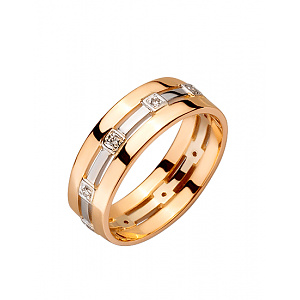 Золота обручка з діамантами (01-200449110) фотографія