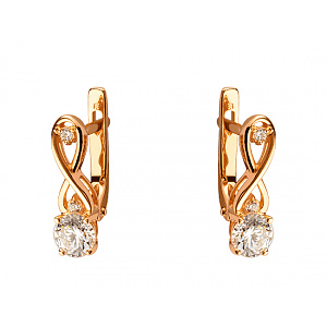 Золоті сережки з цирконієм куб. (01-200510810) фотографія