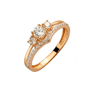 Золотое кольцо с цирконием куб. (01-200512310) фотография