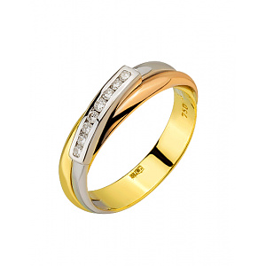 Золота каблучка з діамантами (01-200590010) фотографія