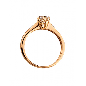 Золота каблучка з фіанітом (цирконієм куб.) (01-200746010) фотографія