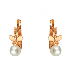 Золотые серьги с жемчугом (01-200755410) фотография