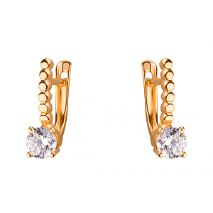 Золотые серьги с цирконием куб. (01-19319611) фотография