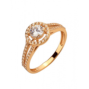 Золотое кольцо с цирконием куб. (01-200175311) фотография