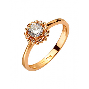 Золотое кольцо с цирконием куб. (01-200388311) фотография