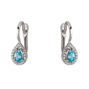 Золотые серьги с топазами  и  цирконием куб. (01-200422711) фотография