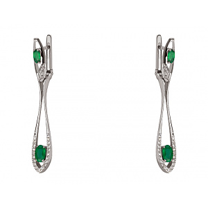 Золоті сережки з берилами  та  діамантами (01-200426911) фотографія