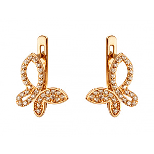 Золотые серьги с цирконием куб. (01-200466011) фотография