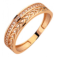 Золотое кольцо с цирконием куб. (01-200606511)