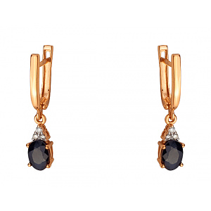 Золотые серьги с бриллиантами  и  корундами (01-200805811) фотография