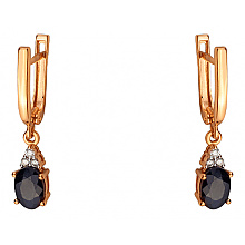 Золотые серьги с бриллиантами  и  корундами (01-200805811)