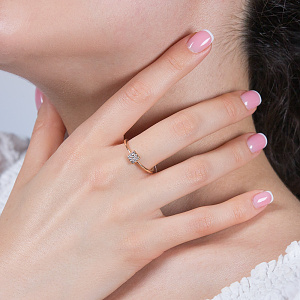 Золота каблучка з діамантами (1б_к-264) фотографія