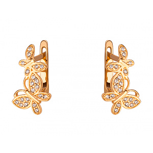 Золотые серьги с цирконием куб. (01-200336412) фотография