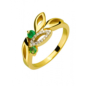 Золотое кольцо с бериллом  и  бриллиантами (01-200426912) фотография