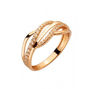 Золотое кольцо с цирконием куб. (01-200523212) фотография