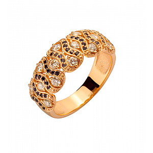 Золотое кольцо с бриллиантами  и  сапфирами (1б_к-269) фотография