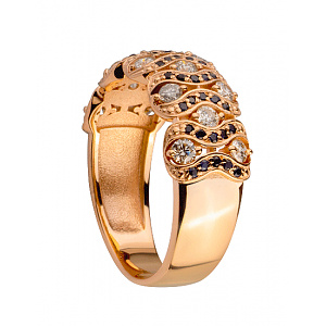 Золотое кольцо с бриллиантами  и  сапфирами (1б_к-269) фотография