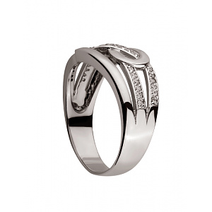 Золотое кольцо с цирконием куб. (01-19125413) фотография