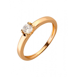 Золотое кольцо с цирконием куб. (01-19171513) фотография