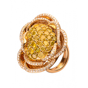 Золота каблучка з діамантами (01-200137413) фотографія