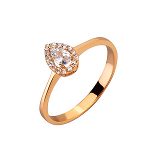 Золотое кольцо с цирконием куб. (01-200191413) фотография