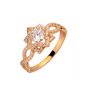 Золотое кольцо с цирконием куб. (01-200230613) фотография