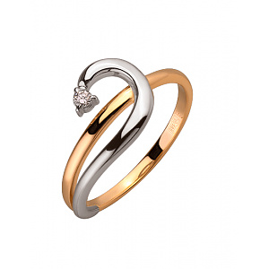 Золота каблучка з діамантом (01-200258013) фотографія