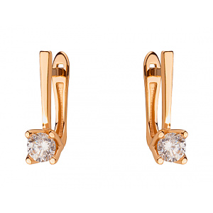 Золотые серьги с цирконием куб. (01-200291113) фотография