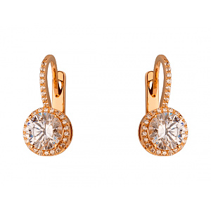 Золоті сережки з цирконієм куб. (01-200364913) фотографія