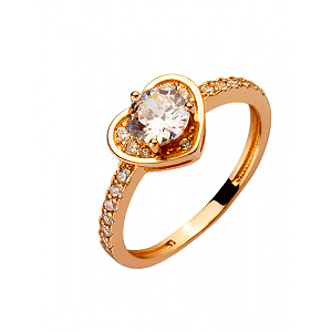 Золотое кольцо с цирконием куб. (01-200392713) фотография