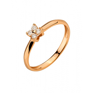 Золота каблучка з діамантами (01-200590113) фотографія